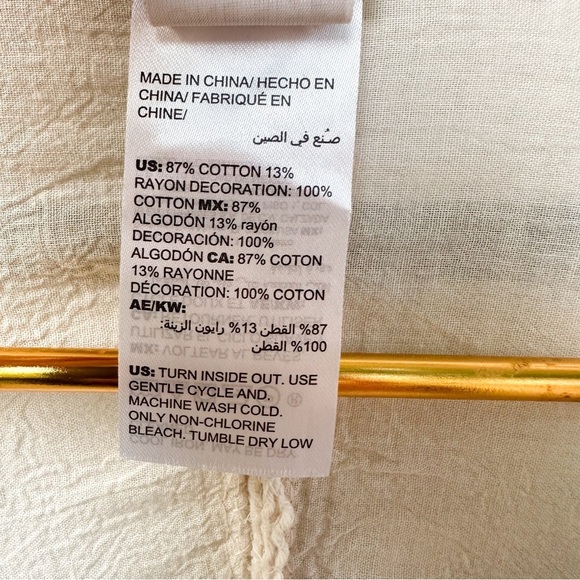 Chico’s Cream Embroidered Ruana Wrap Kimono Cardigan One Size Cotton Blend - Picture 8 of 15